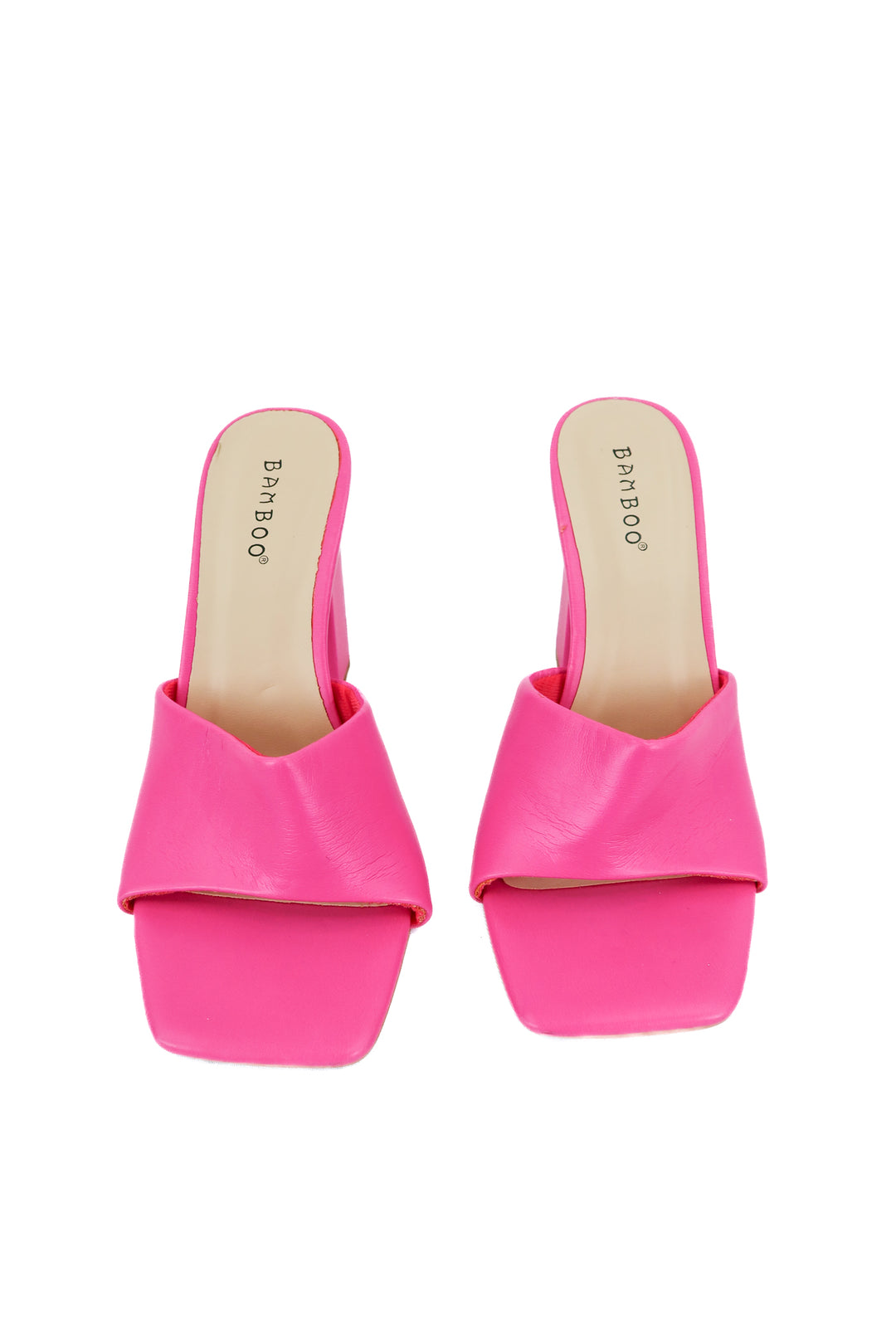 bamboo hot pink chunky heeled mule sandals (6.5)