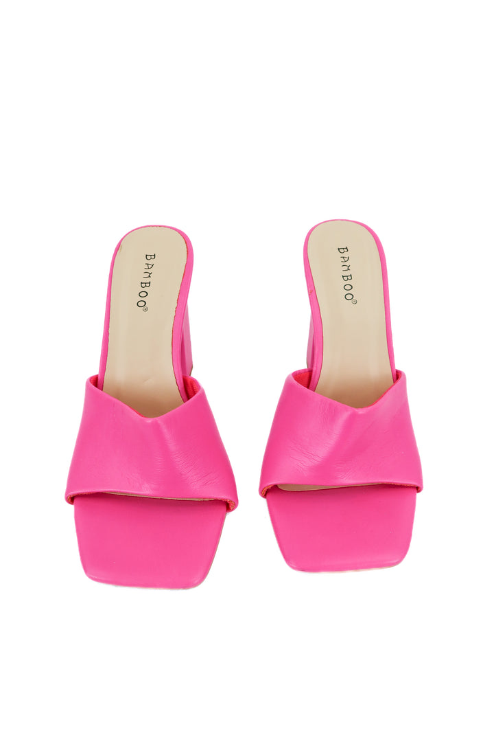 bamboo hot pink chunky heeled mule sandals (6.5)