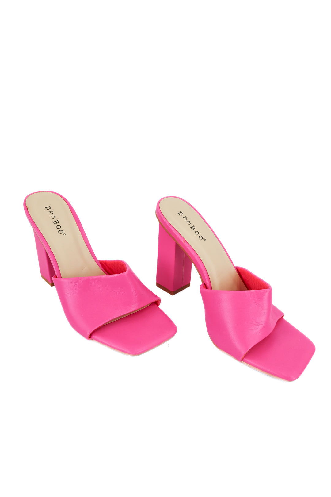 bamboo hot pink chunky heeled mule sandals (6.5)