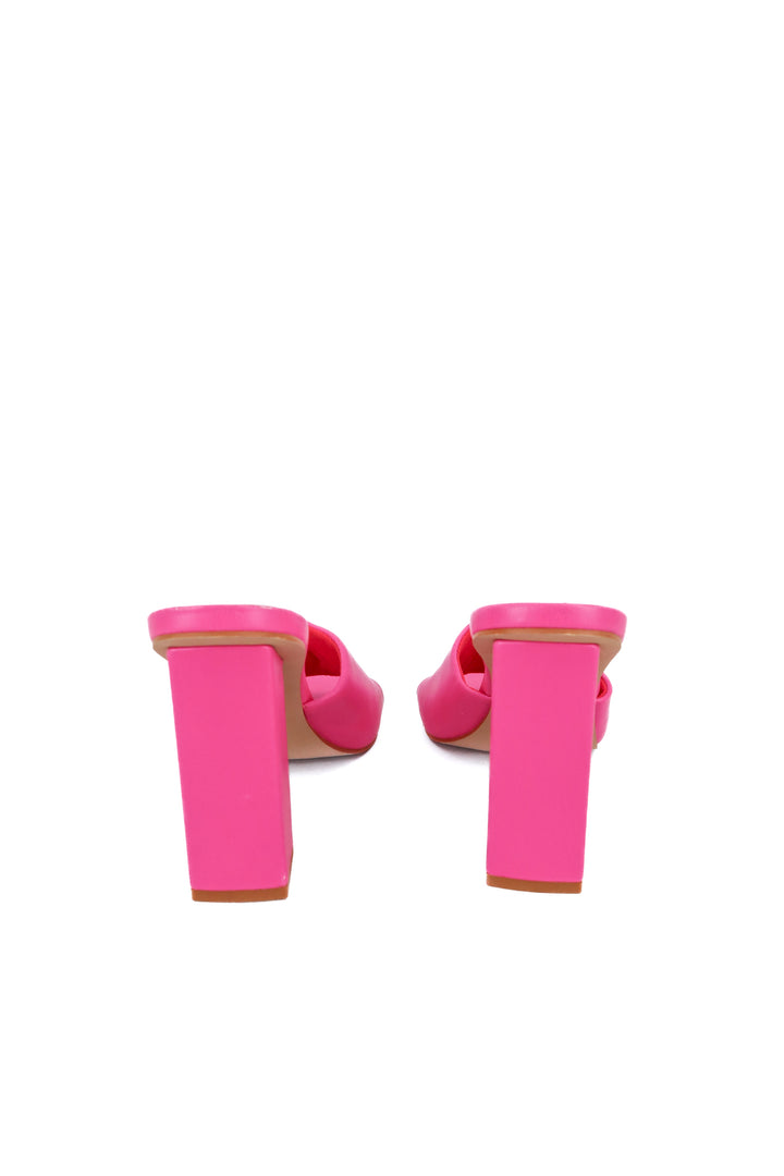 bamboo hot pink chunky heeled mule sandals (6.5)