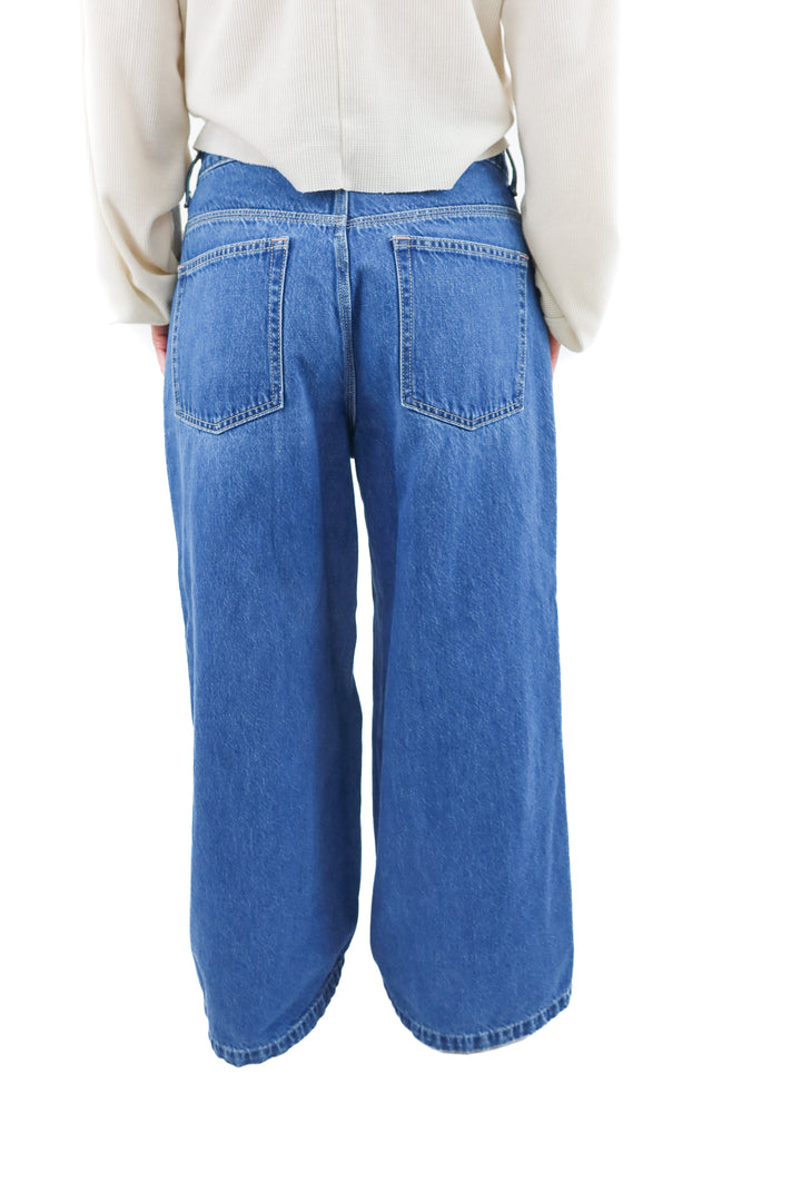 we the free denim wide leg floral detail jeans (30; retail $298)