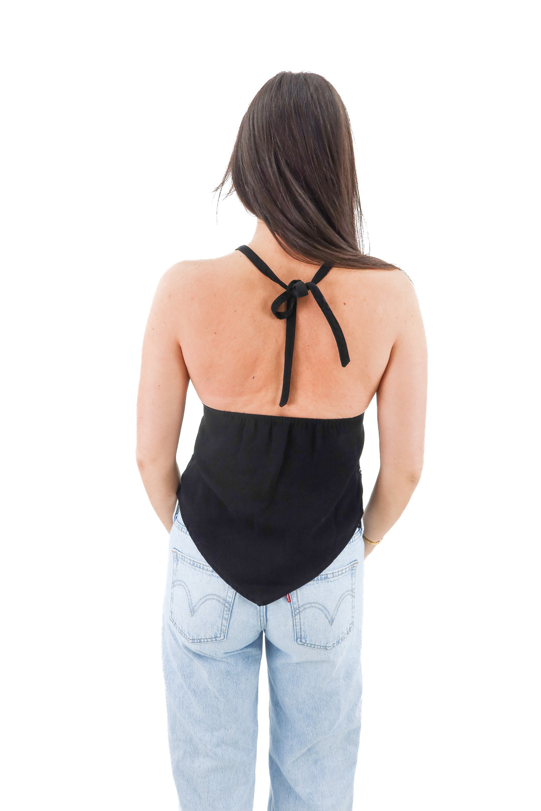 anthropologie black grommet halter top NWT (s; retail $98)