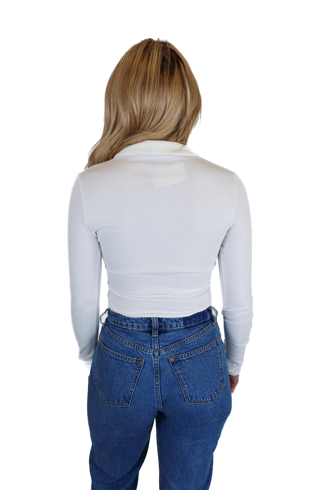Vici Ivory Collared Rib Knit Bodysuit (S)