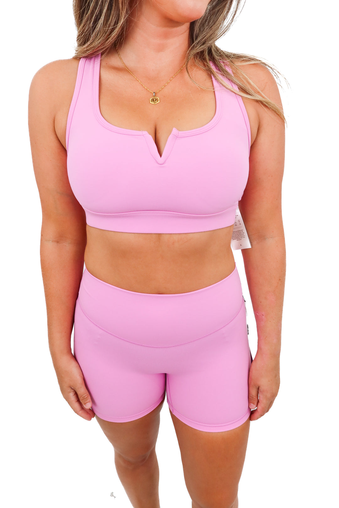 acta pink bra/shorts set NWT (M; retail $100)