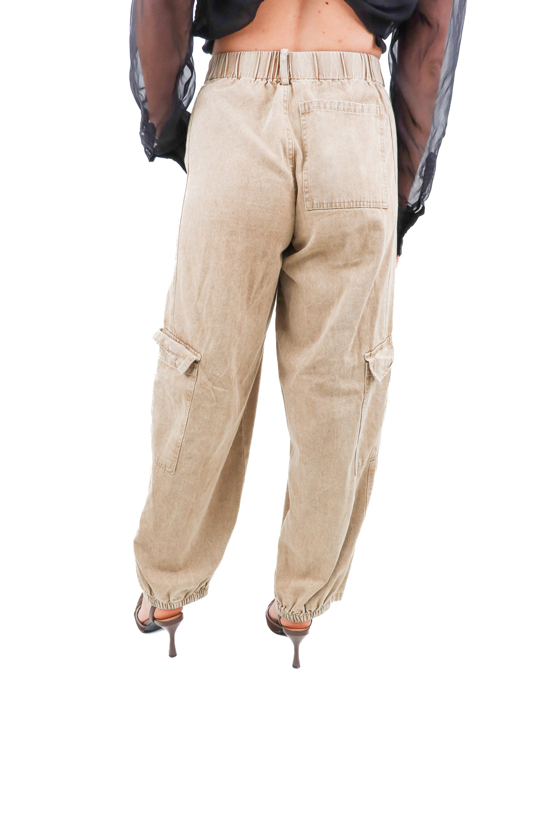 carly jean khaki washed baggy denim pants (S; retail $98)