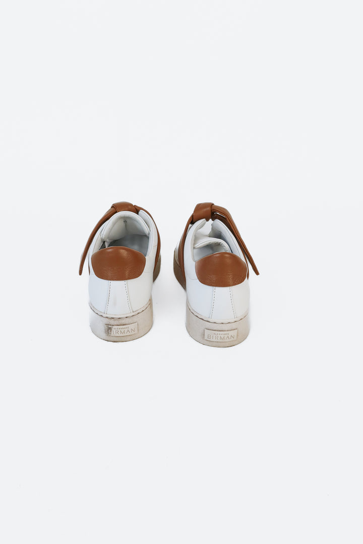Alexandre Birman Leather Asymmetric Bow Sneakers (39; retails $450)