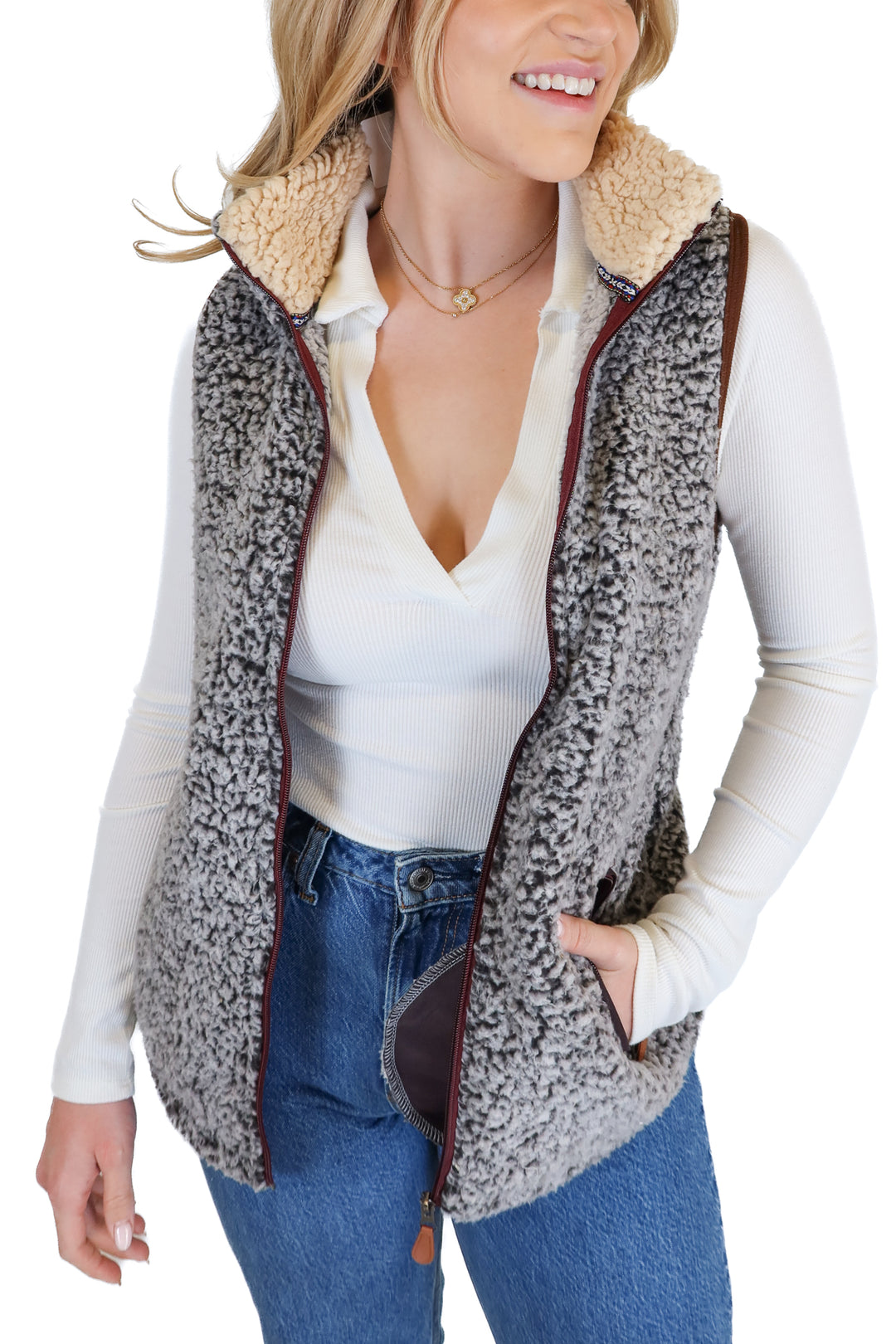 Shop the Mint Fuzzy Sherpa Vest (S/M)