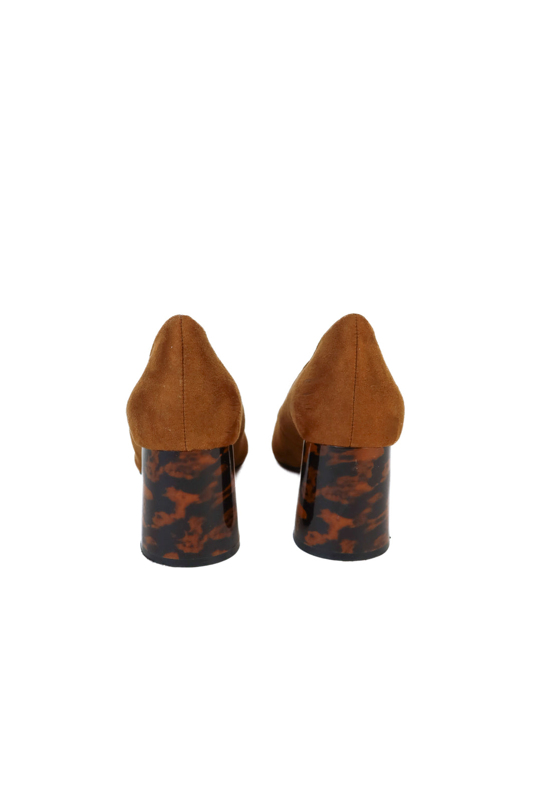 Zara Brown Faux Suede Tortoise Block Heel Pumps (39)