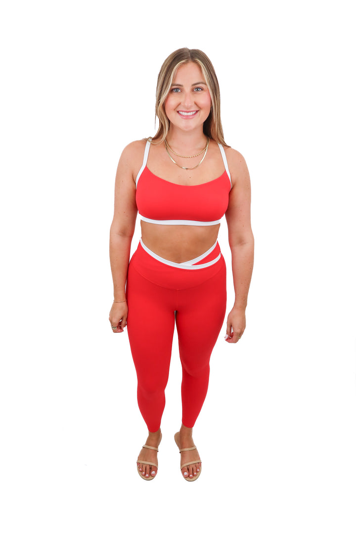 all in motion red/white legging set (m)