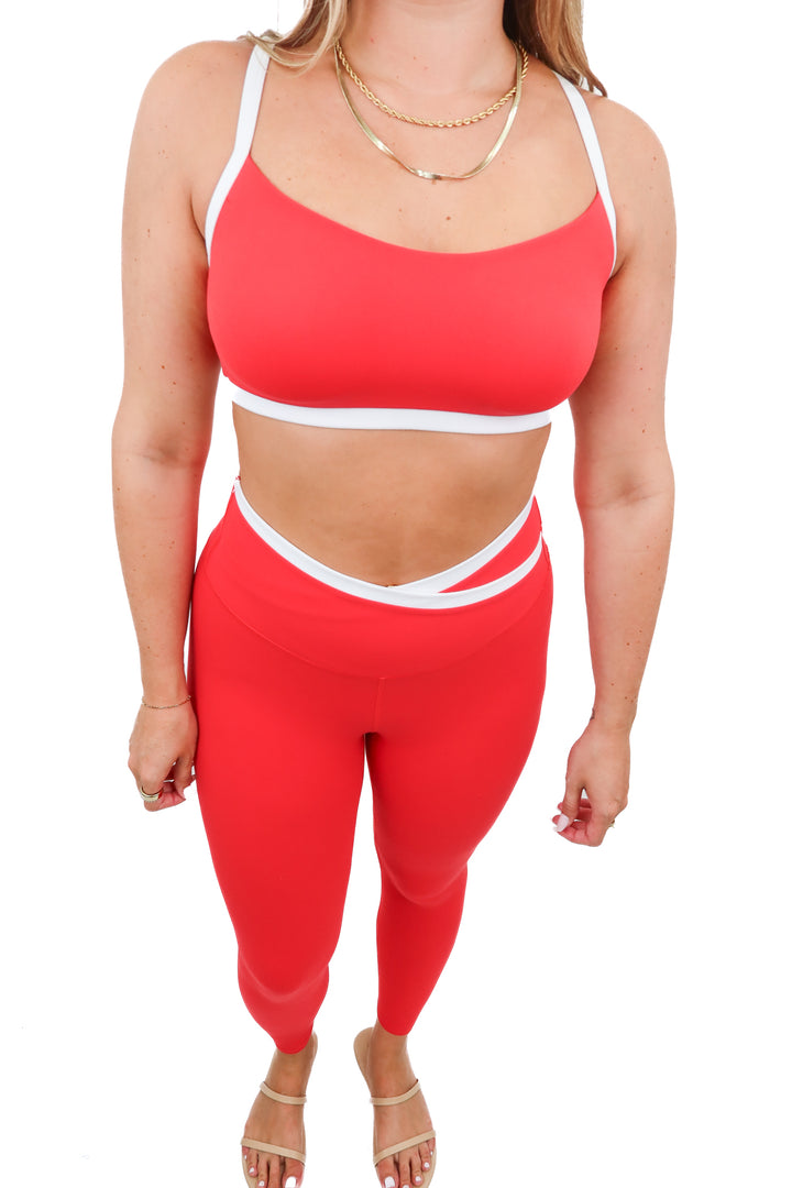all in motion red/white legging set (m)