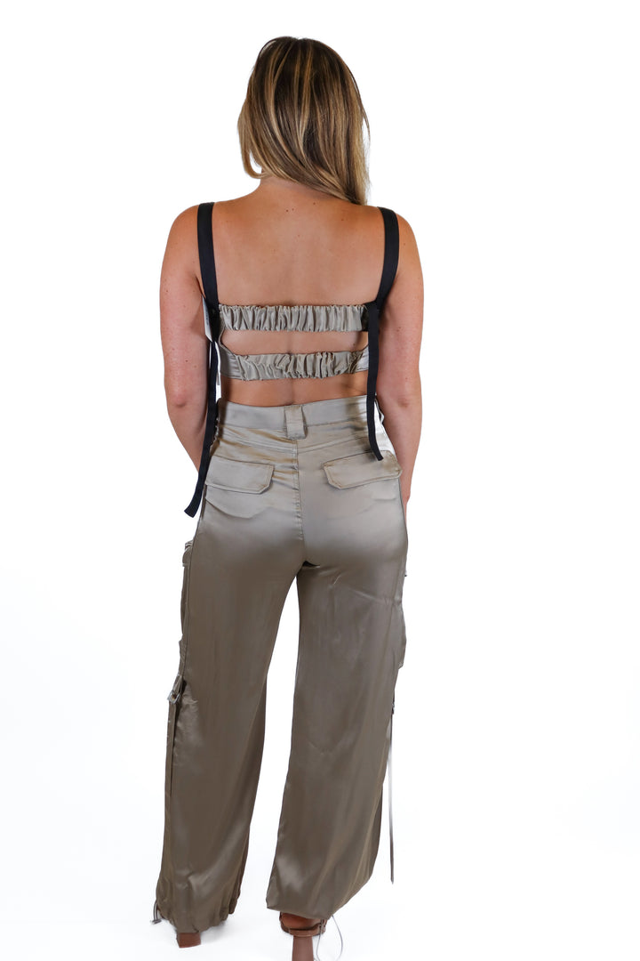 Zara light brown/black cargo pant set NWT (S)