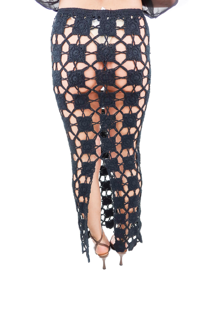 vici black crochet maxi skirt (S)