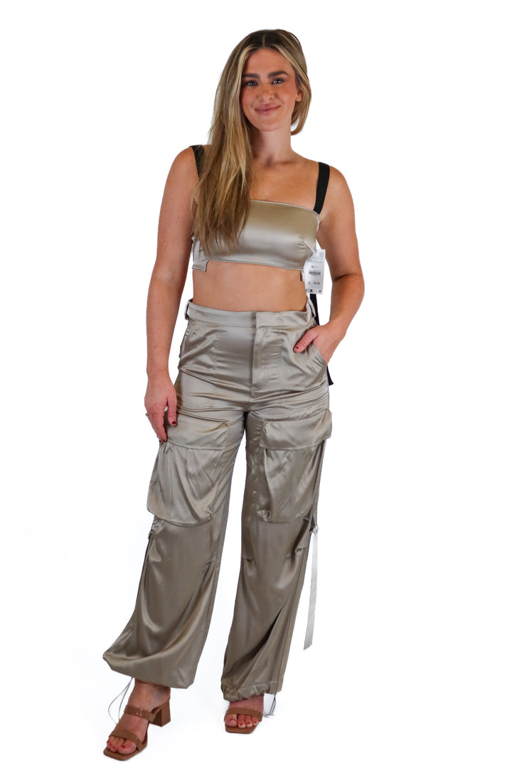 Zara light brown/black cargo pant set NWT (S)