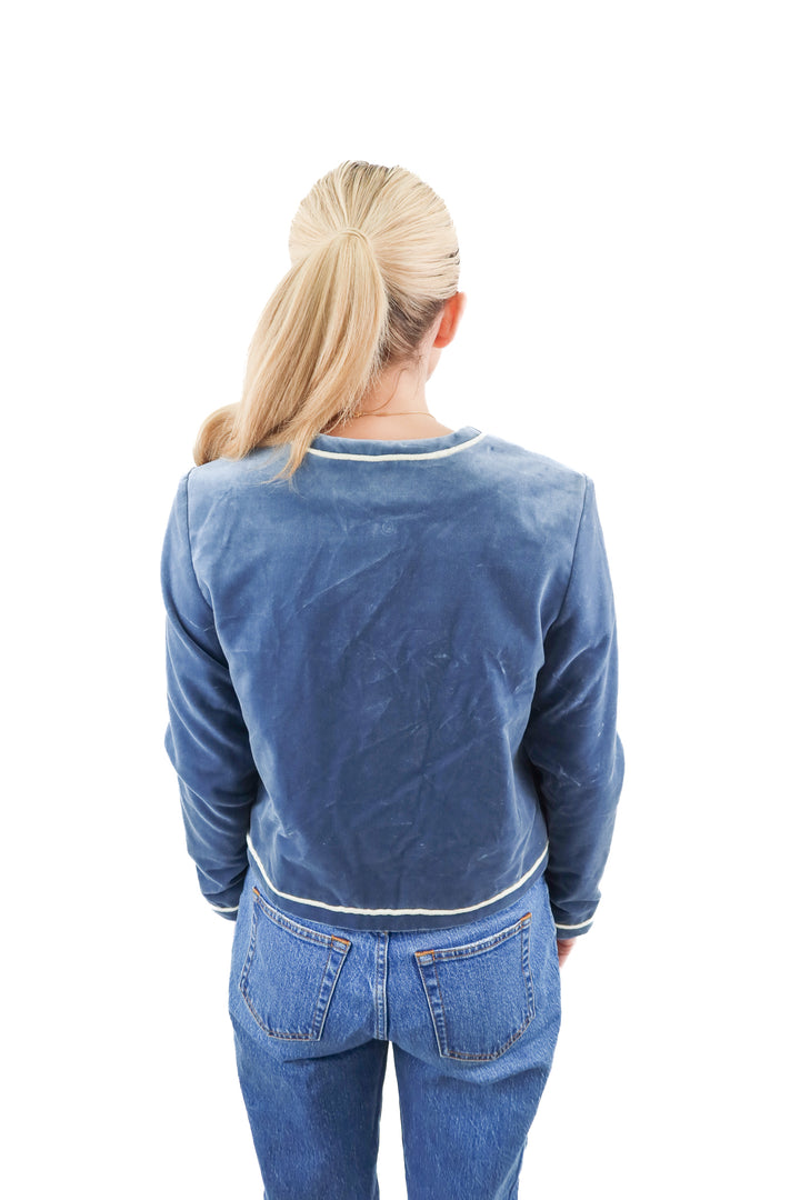 sezane blue suede jacket NWT (34/ US2; retail $395)