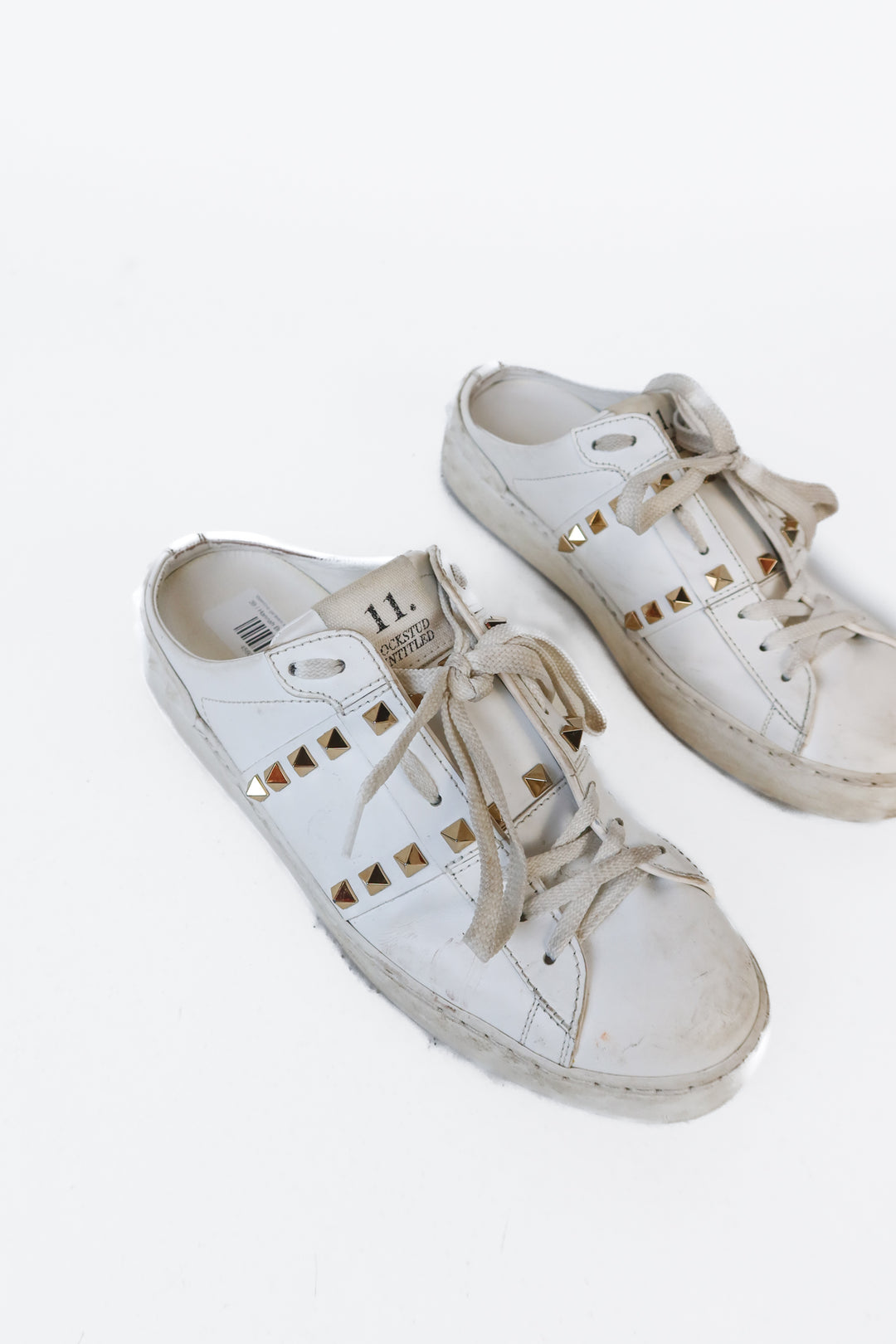 Valentino garavani white slip ons with gold detail (39; retail $980)