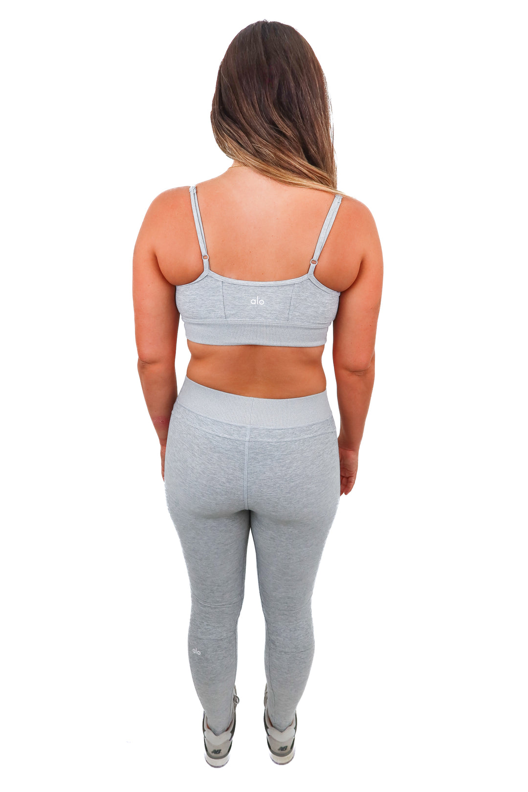 alo heathered grey ribbed set (M; retail $220)