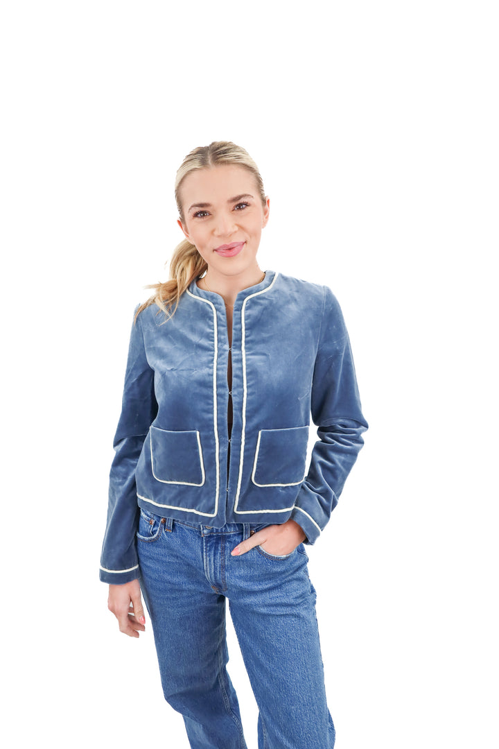 sezane blue suede jacket NWT (34/ US2; retail $395)