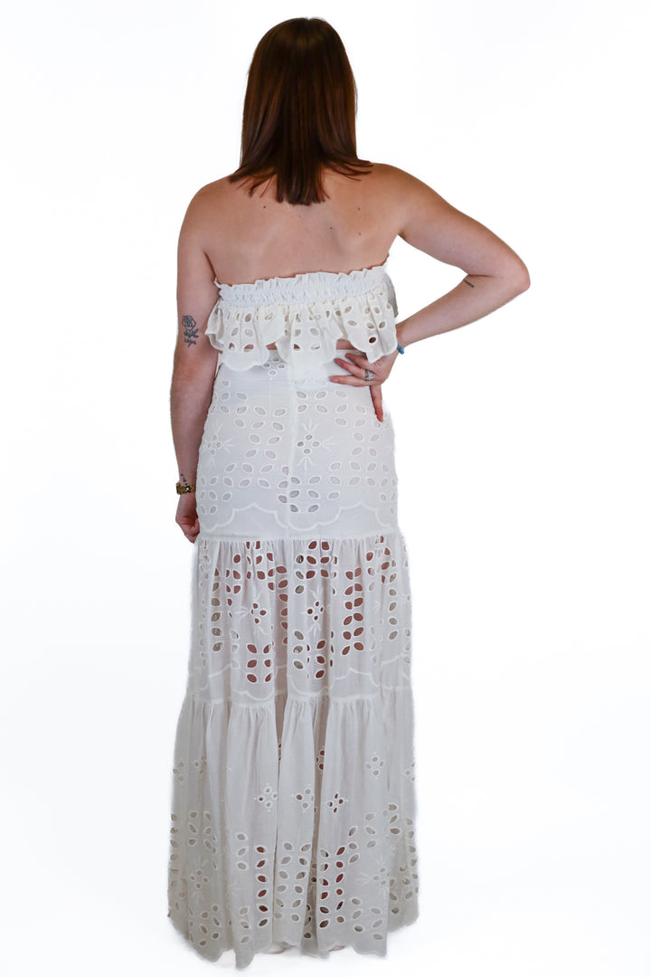 Luxxel white tube top maxi skirt set NWT (S)