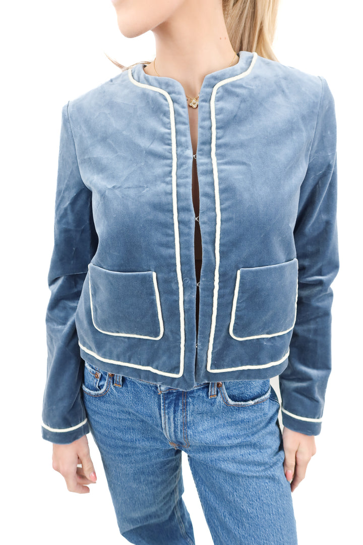 sezane blue suede jacket NWT (34/ US2; retail $395)