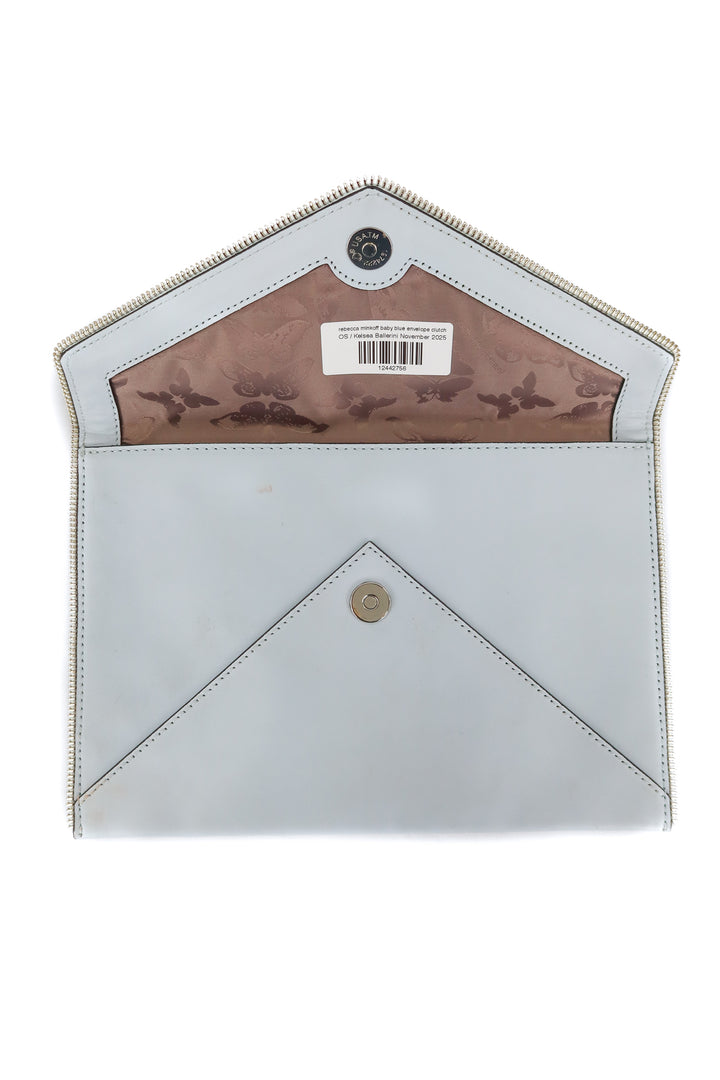 AUCTION rebecca minkoff baby blue envelope clutch- ends 11/11 at 8 pm CT