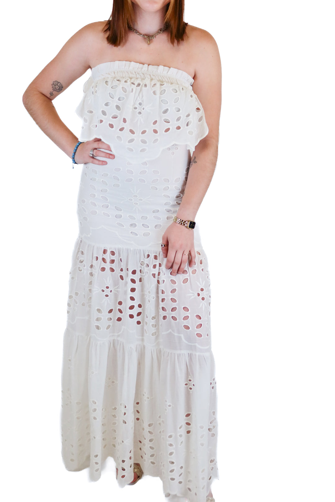 Luxxel white tube top maxi skirt set NWT (S)