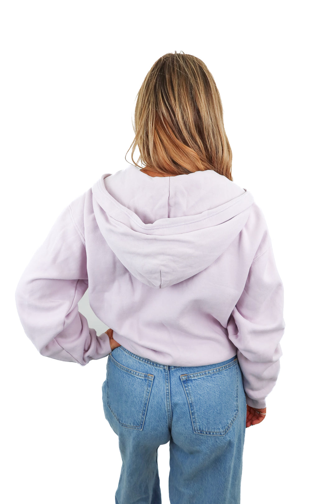 aritzia purple sweatfleece zip up (L; retail $98)