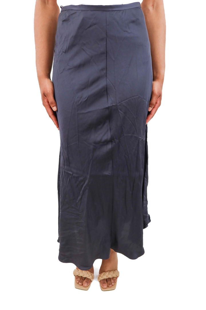zara gray satin midi skirt NWT (xs)