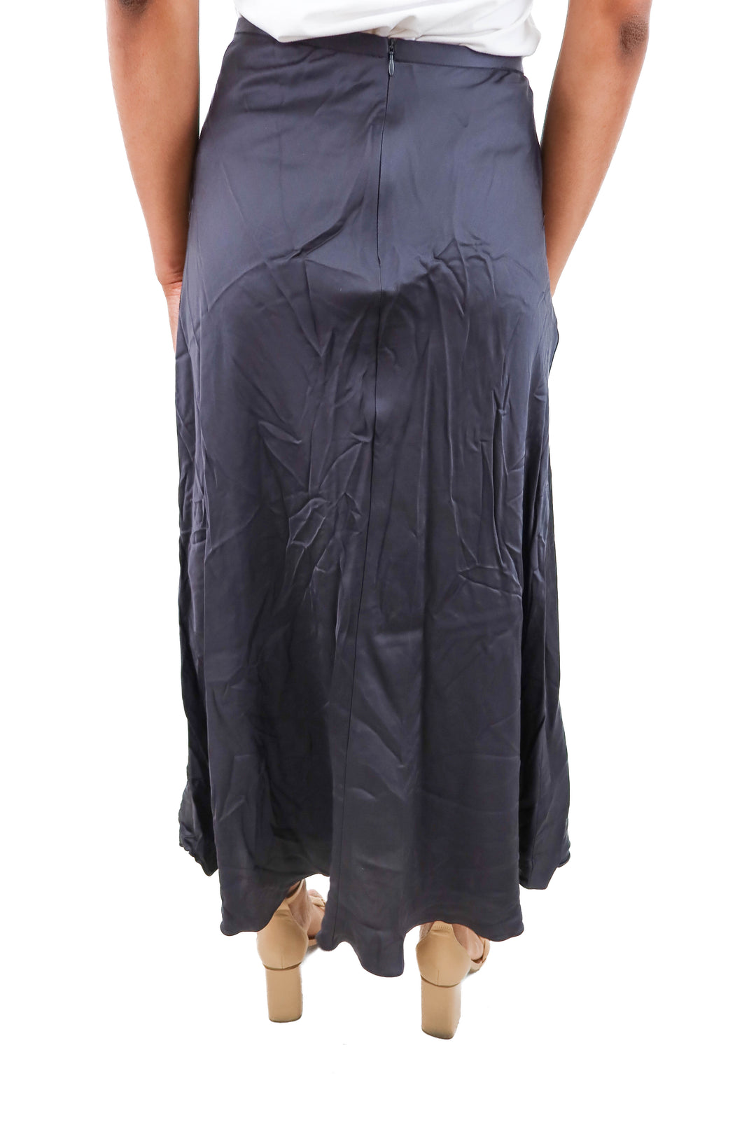 zara gray satin midi skirt NWT (xs)