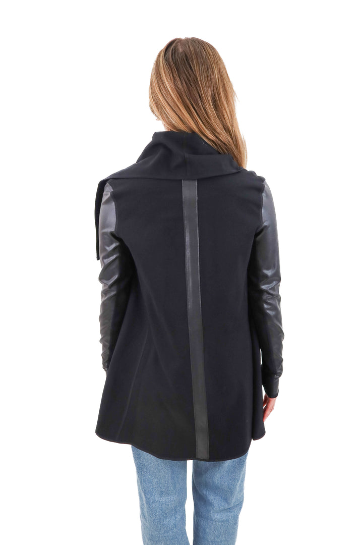 spanx black and vegan leather jacket (xs)