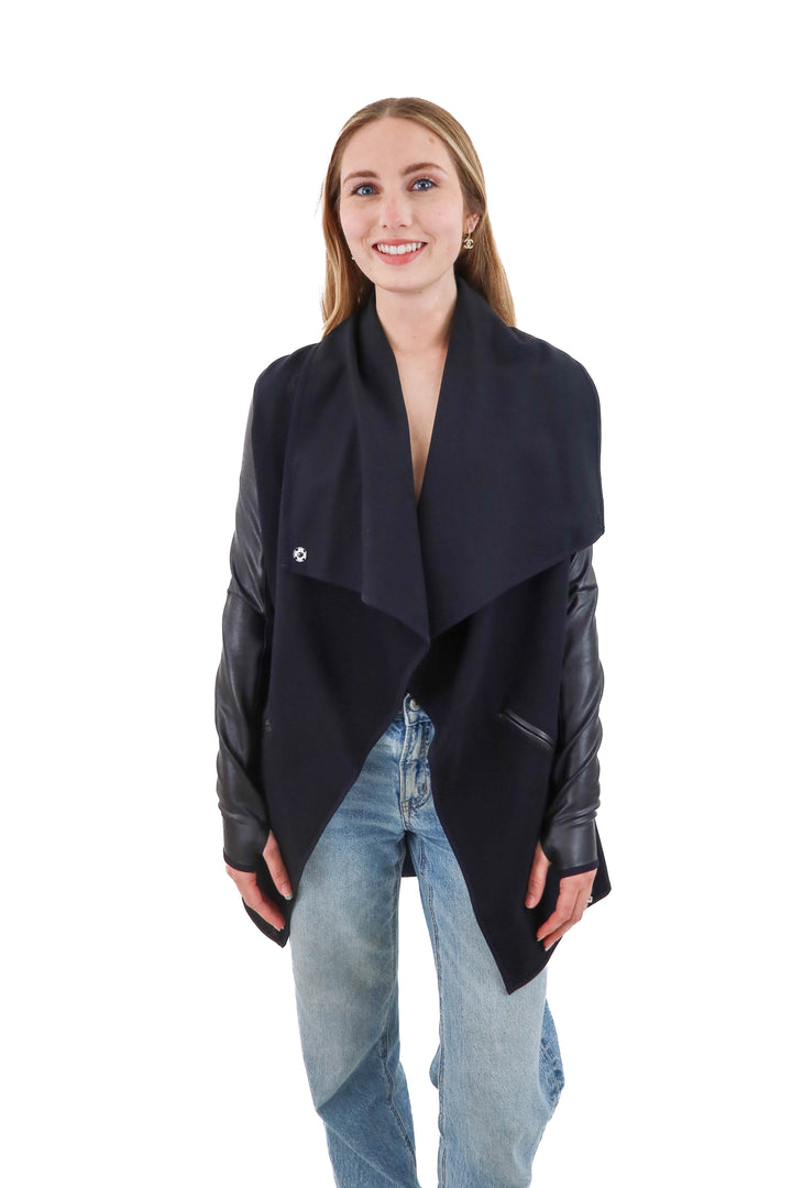 spanx black and vegan leather jacket (xs)