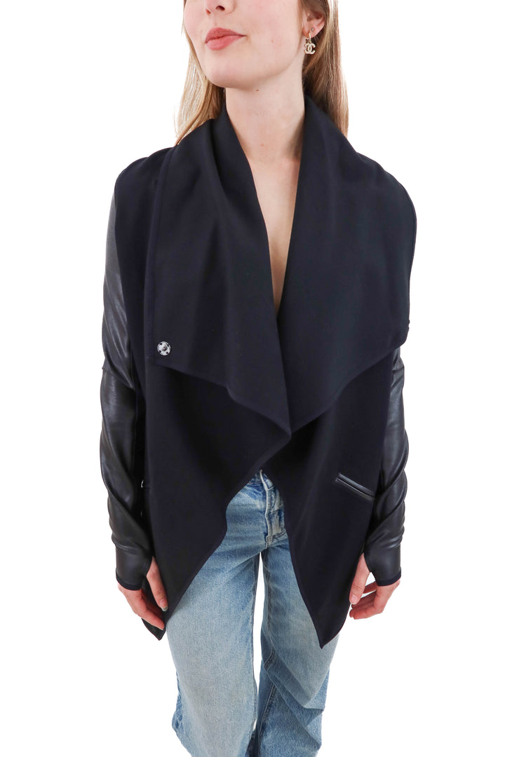 spanx black and vegan leather jacket (xs)
