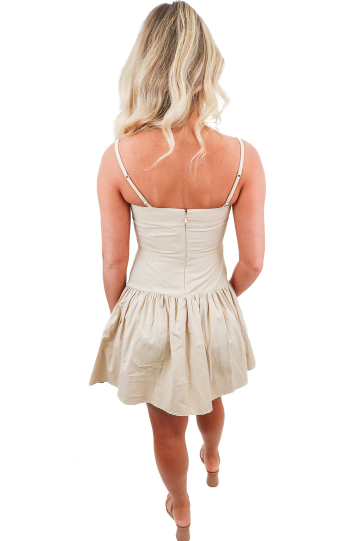 abercrobie & fitch tan drop waist mini dress NWT (xsp; retail $80)