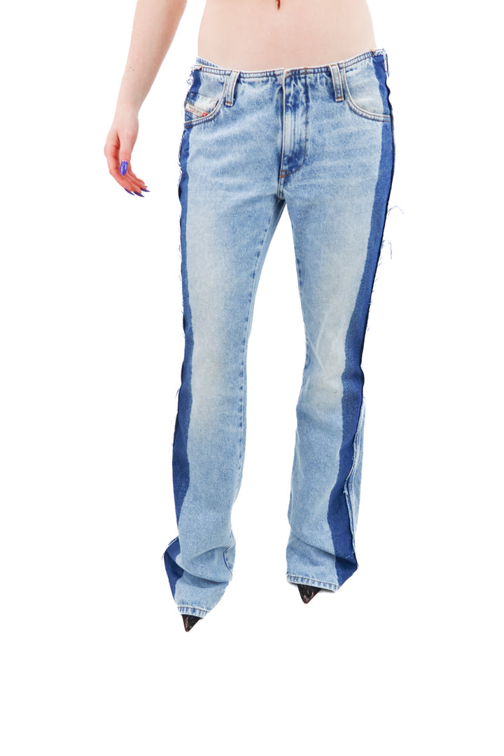 diesel colorblock flare jeans (28; retail $275)