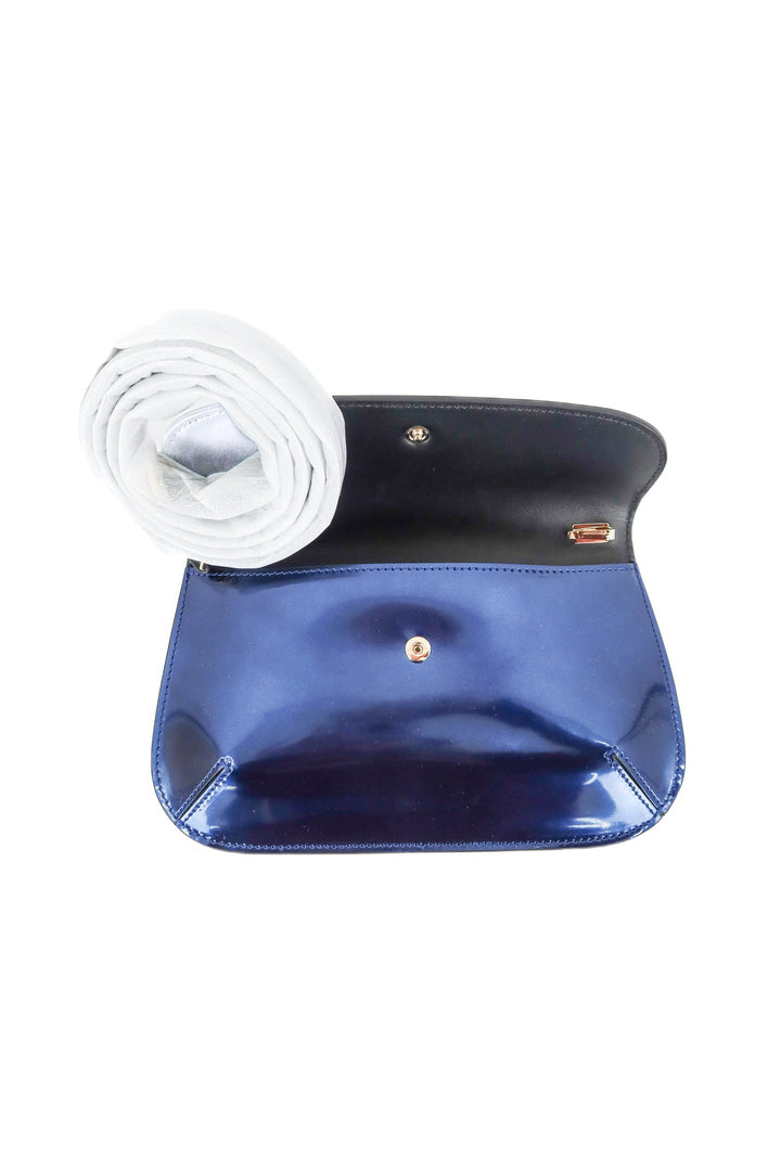AUCTION giorgio armani blue metallic clutch- ends 11/11 at 8 pm CT