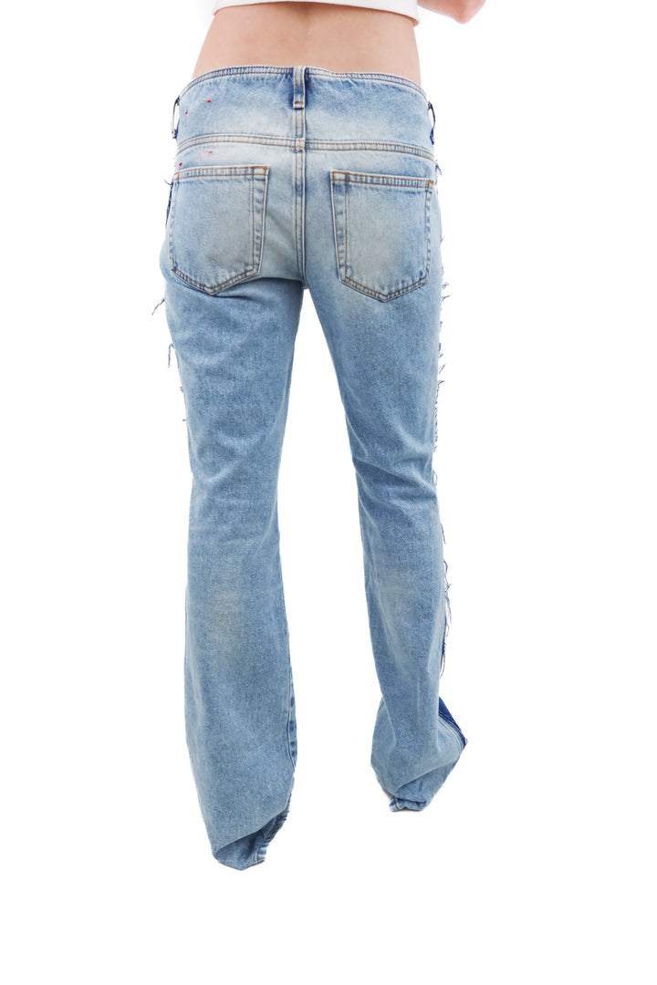 diesel colorblock flare jeans (28; retail $275)