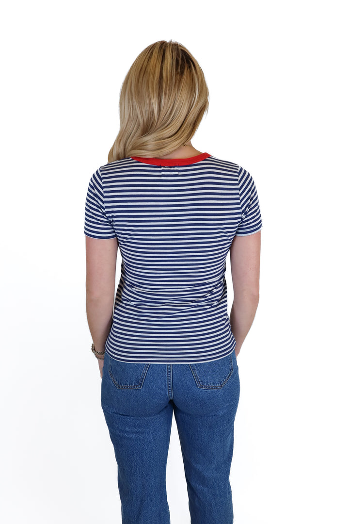 T.LA Striped Crew Neck T-Shirt (XXS)