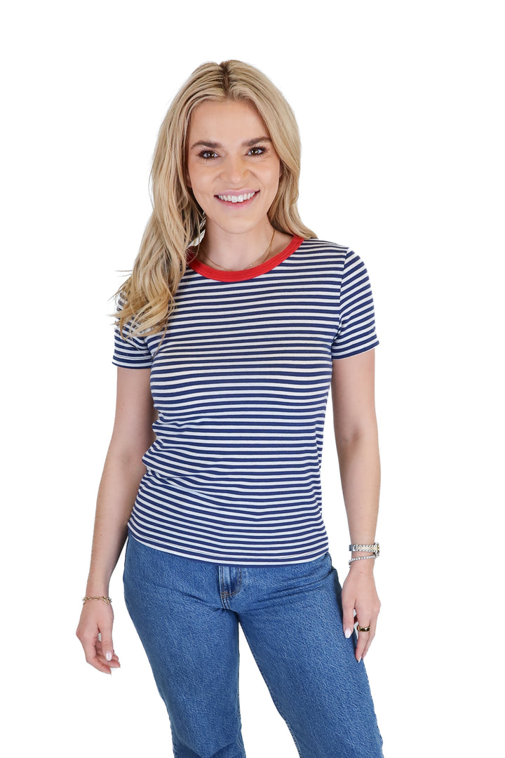 T.LA Striped Crew Neck T-Shirt (XXS)
