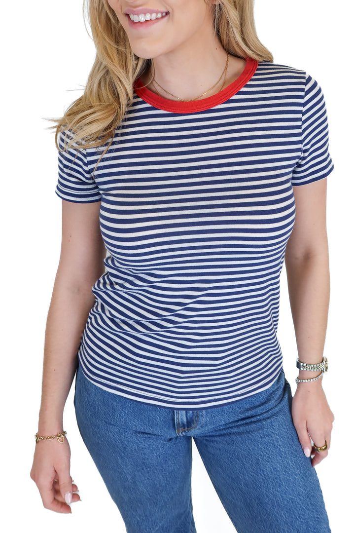 T.LA Striped Crew Neck T-Shirt (XXS)