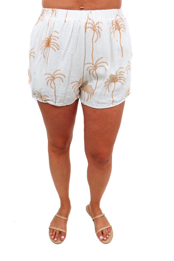 petal + pup brown sun printed shorts (m; retail $69)
