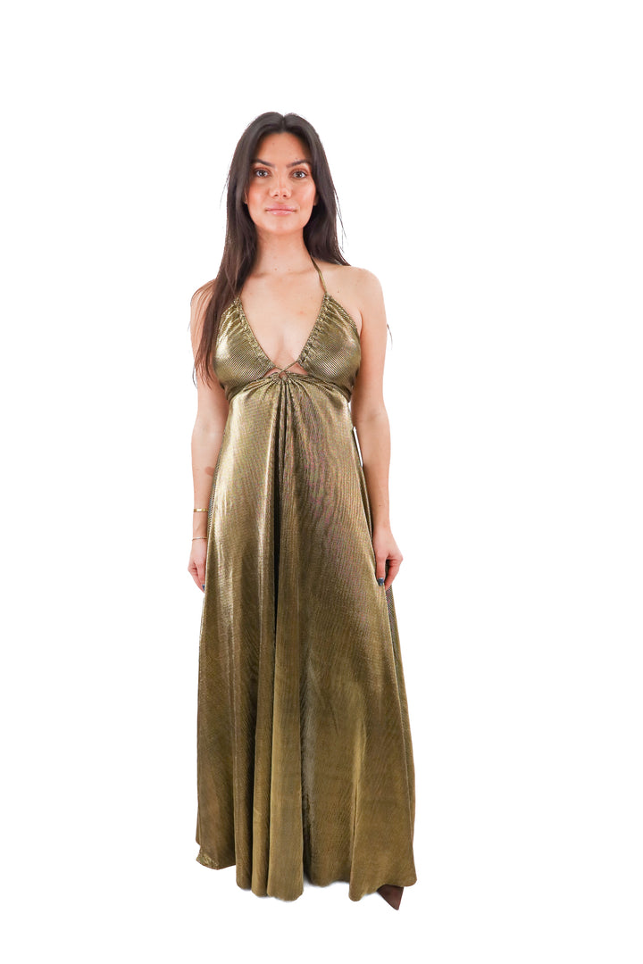 show me your mumu paros gold maxi dress NWT (S; retail $198)