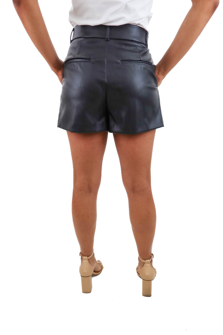 zara black leather high waisted shorts NWT (s)