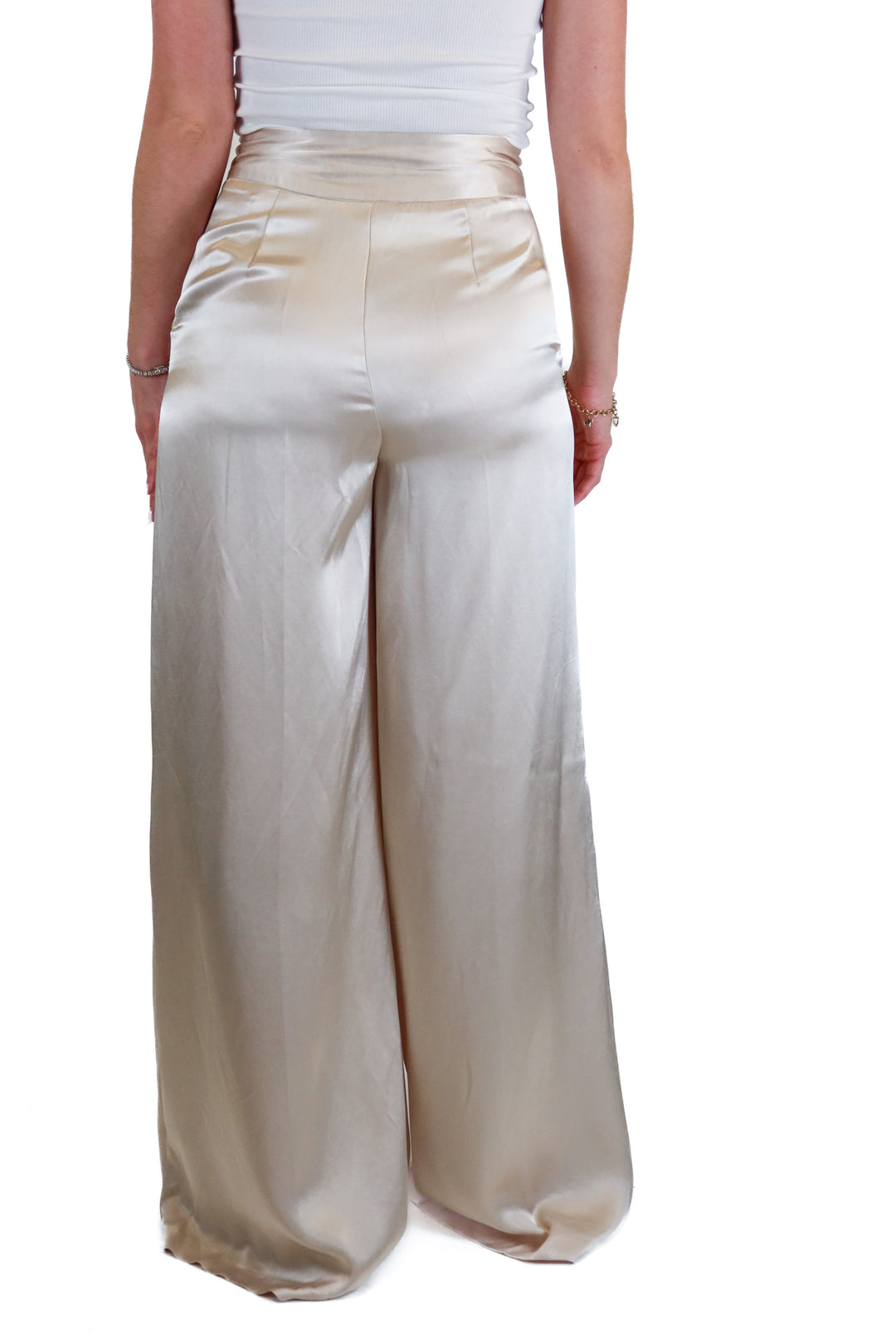 Zara Cream Satin Ultra Wide Leg Pants NWT (XS; Retail $70)