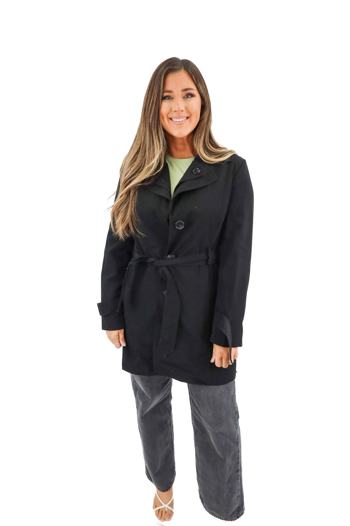 fog by london fog black coat (M; retail $134)