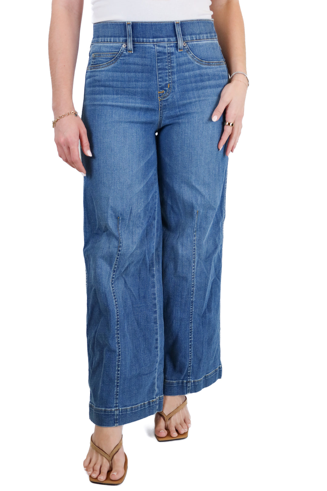 Spanx Wide Leg Seamed Blue Jeans (S)