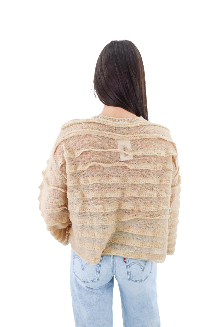 zara beige ruffle sweater (s)