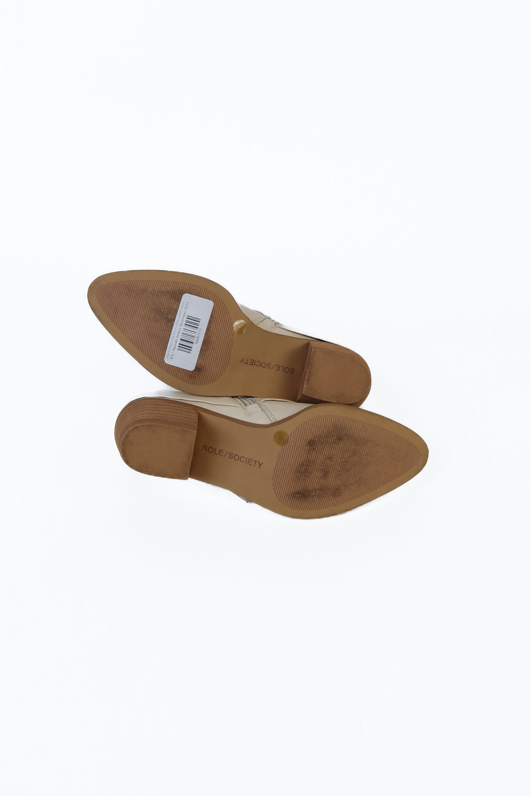 Sole Society Cream Ruched Side Leather Booties (6.5)