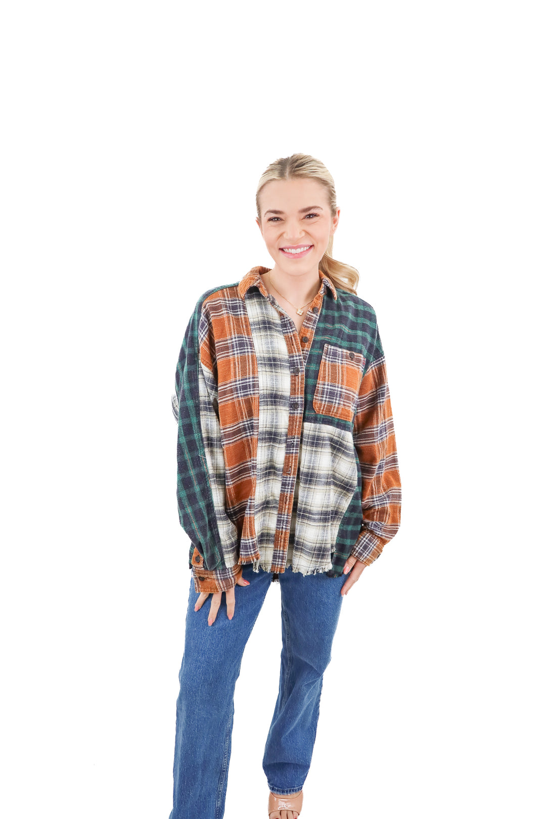 urban outfitters color block flannel NWT (s; retail $69)