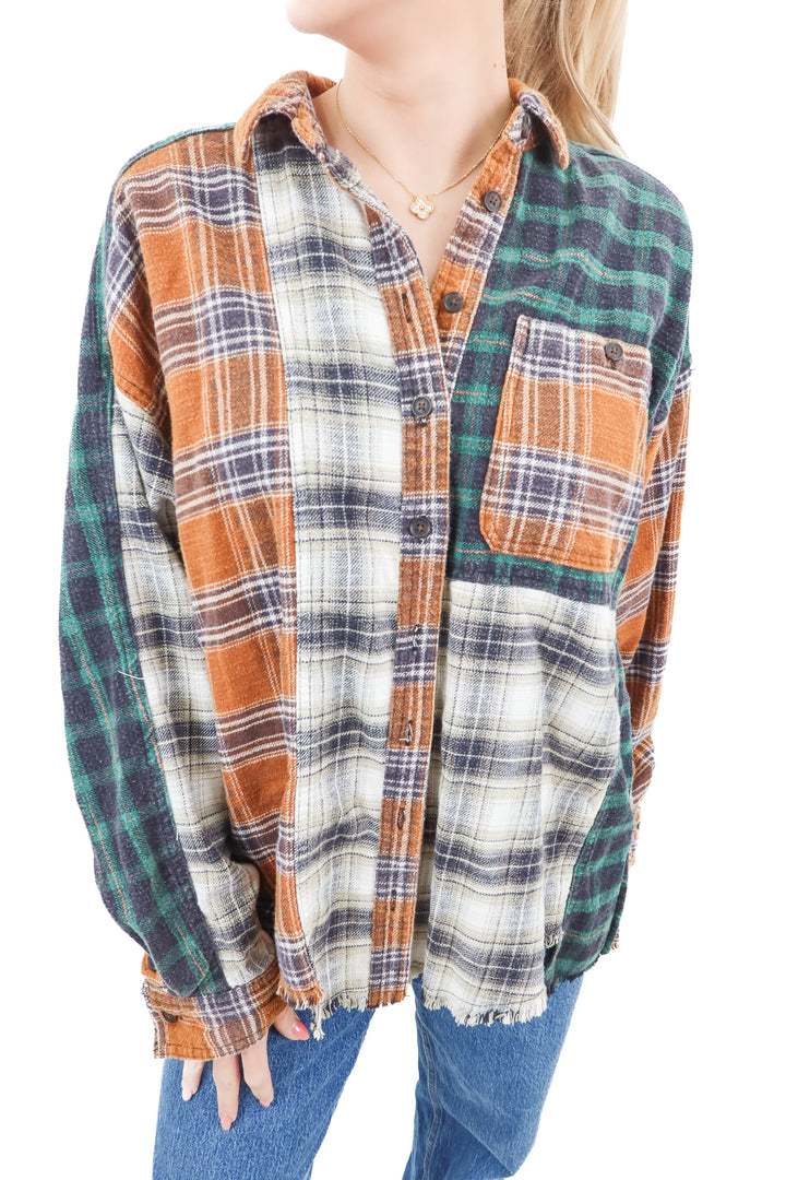 urban outfitters color block flannel NWT (s; retail $69)