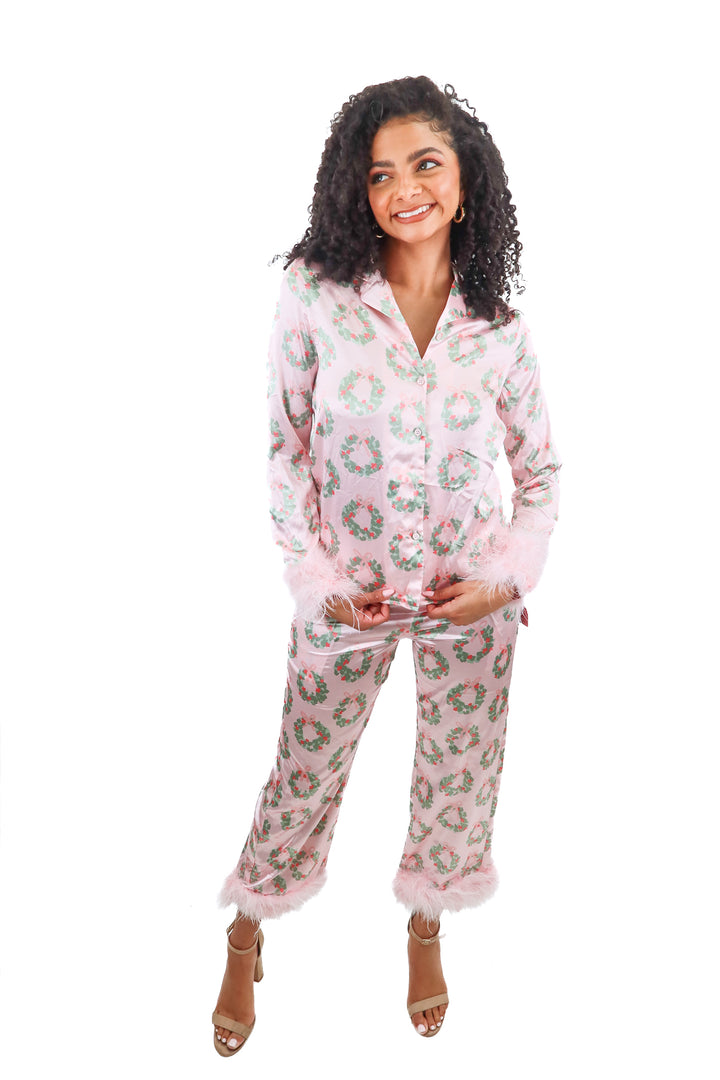 ivy city pink christmas pjs NWT (xs)