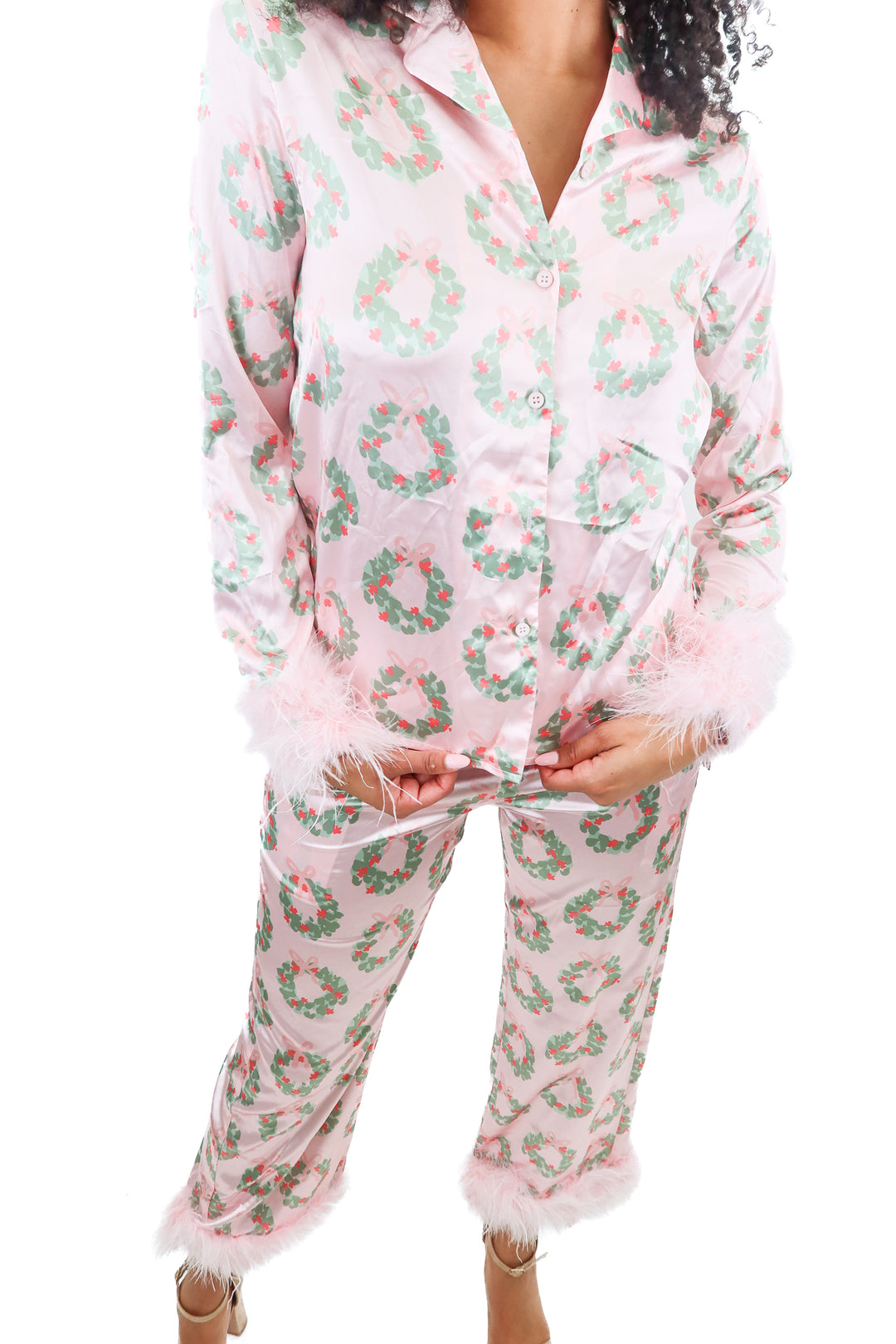 ivy city pink christmas pjs NWT (xs)